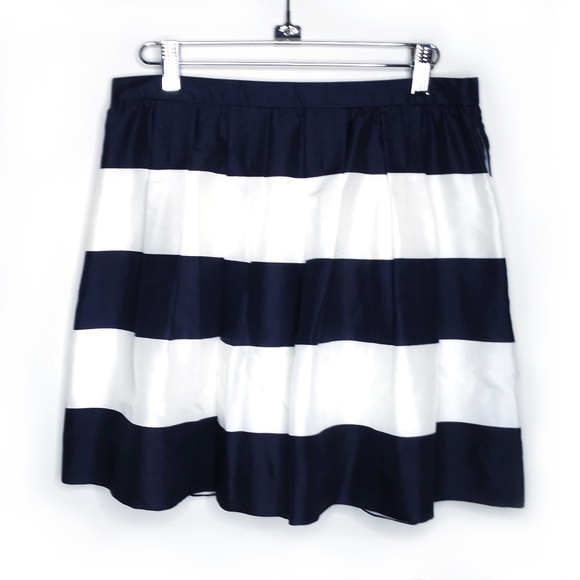 J. Crew Dresses & Skirts - J. Crew 100% silk navy blue & white striped skirt